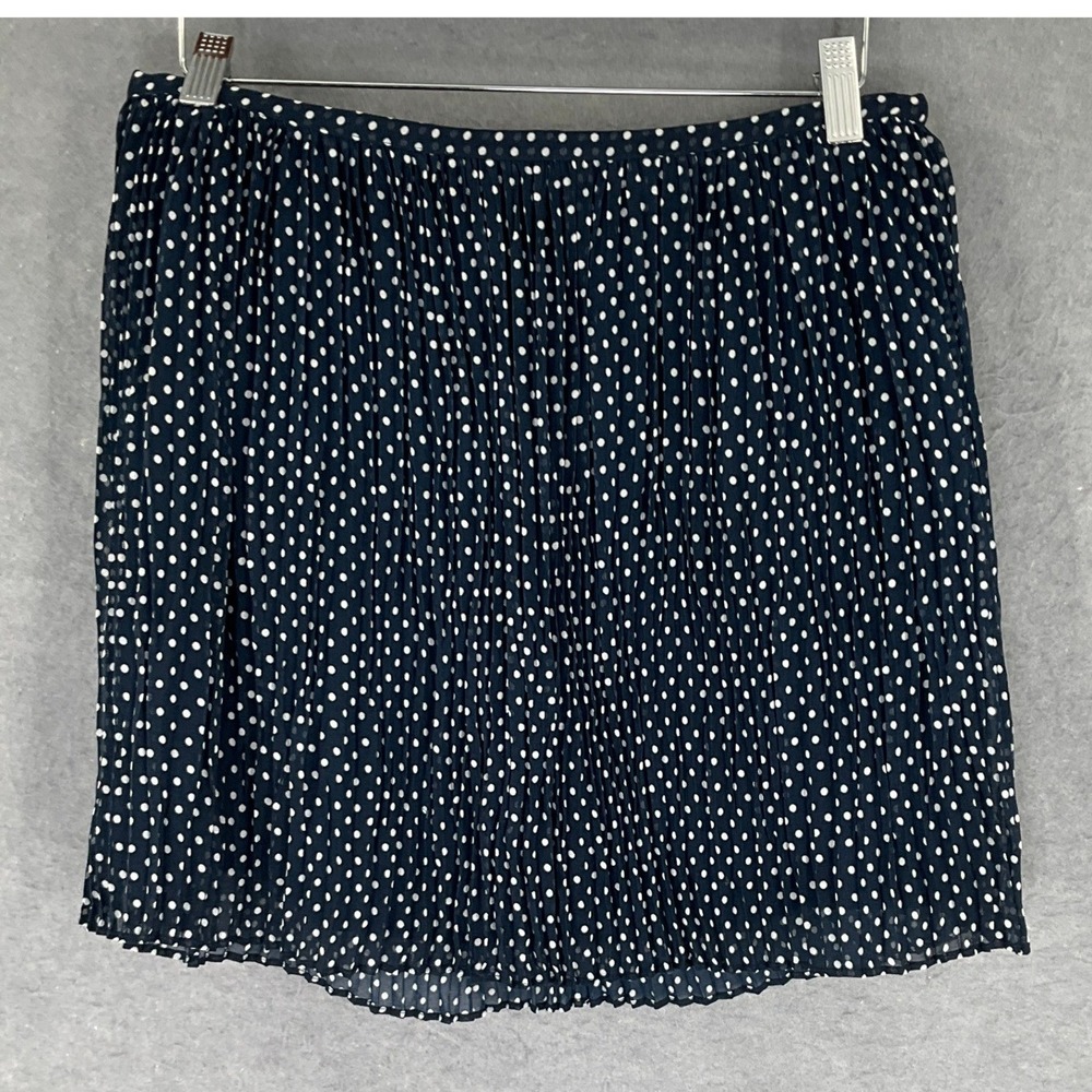 Madewell 1937 Navy White Polka Dot Pleated Mini Skirt Women's Size 4 Whisical